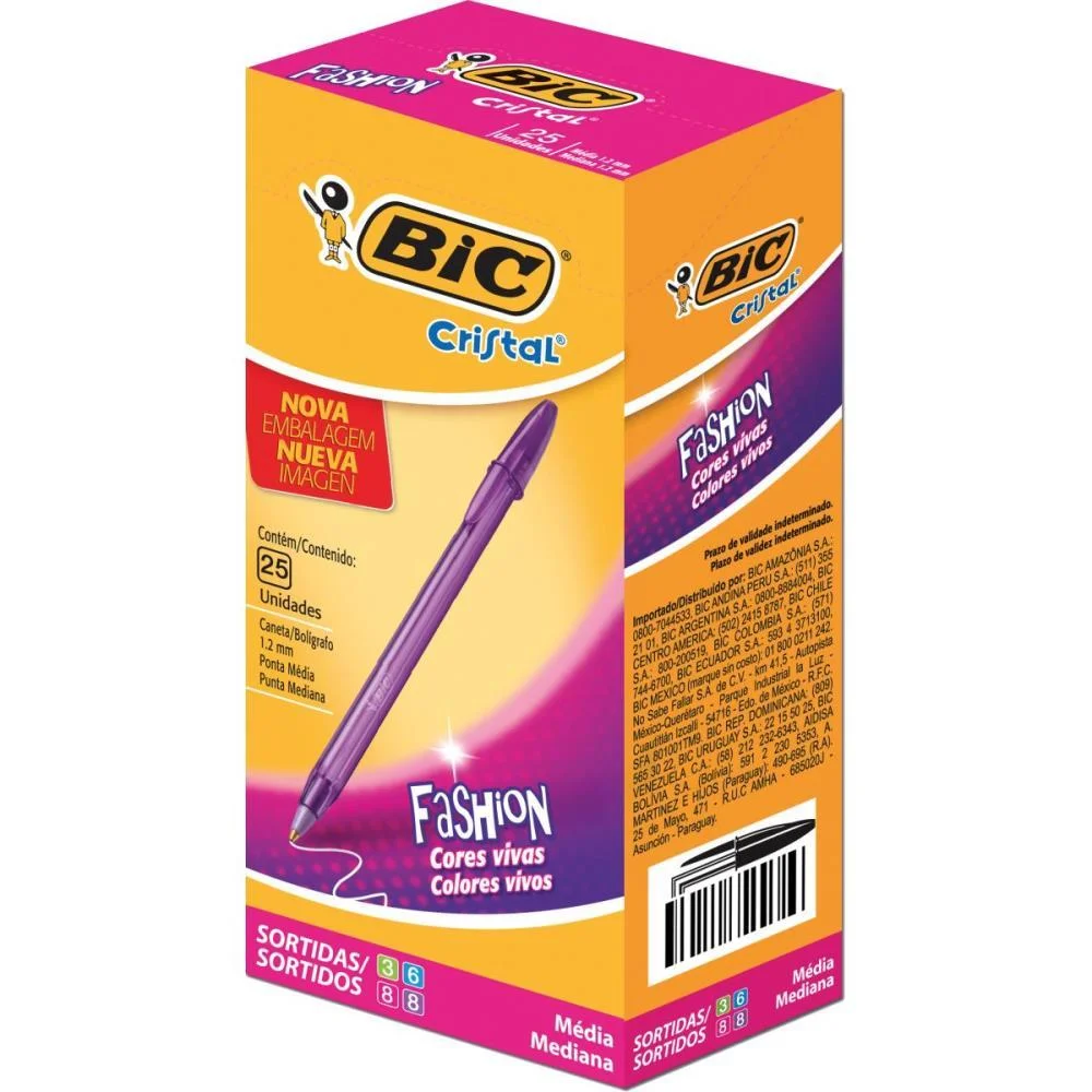 Caneta Esferografica Cristal Fashion Bic (Cx.c/25)