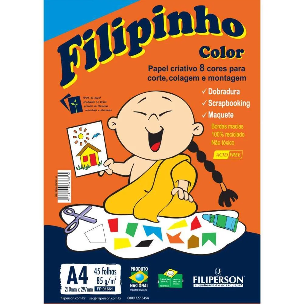 Bloco Para Educacao Artistica Filipinho Color A4 85G.45Fls Filiperson (Pacote)