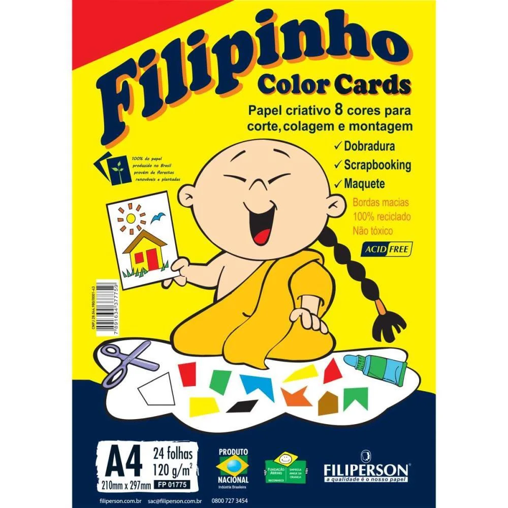 Bloco Para Educacao Artistica Filipinho C.card A4 120G.24Fls Filiperson (Pacote)