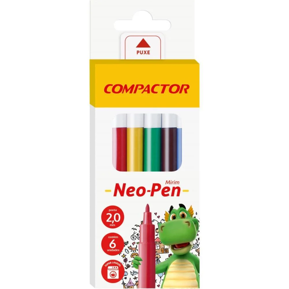 Caneta Hidrografica Neo-Pen Mirim 06 Cores Compactor (Pct.c/05)
