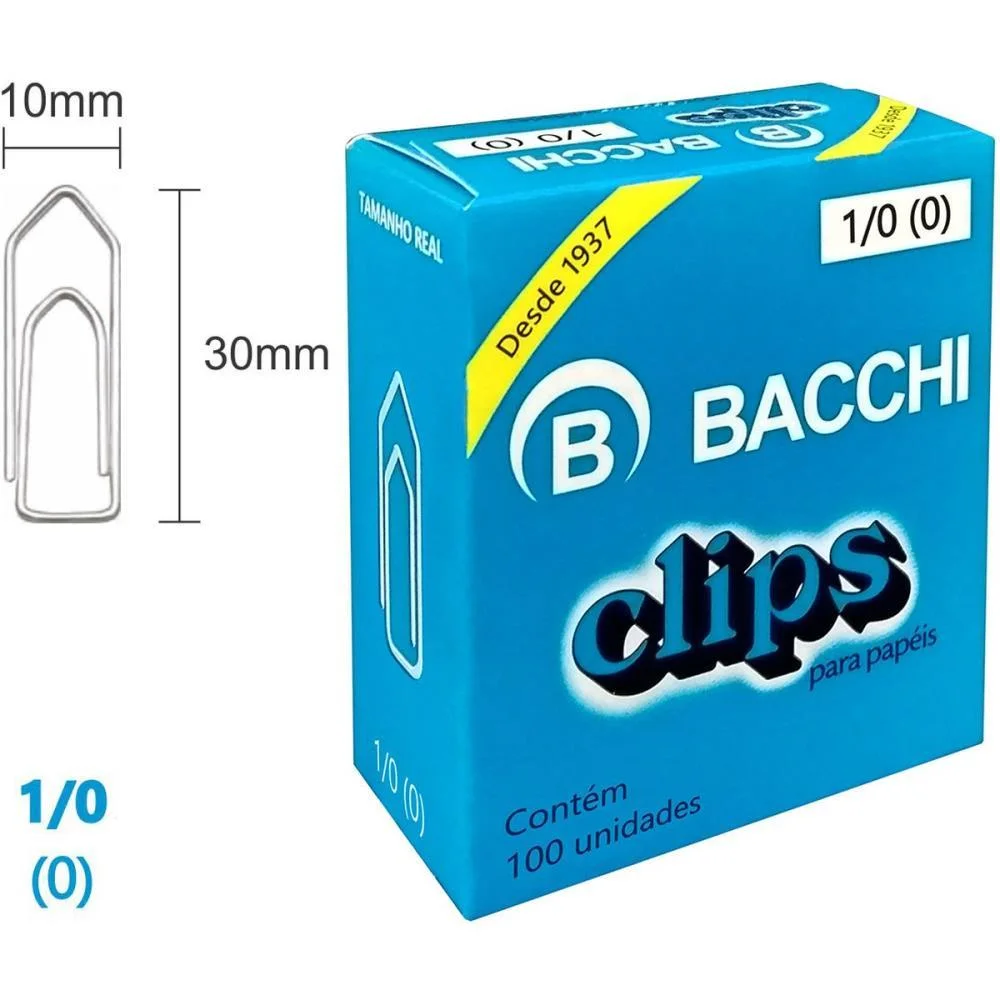 Clipe Galvanizado Aco 1/0 (0) 100 Unidades Bacchi (Pct.c/10)