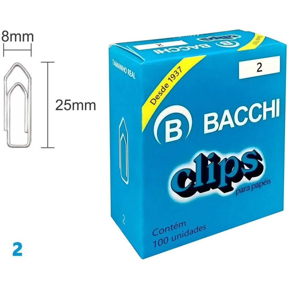 Clipe Galvanizado Aco 2 100 Unidades Bacchi (Pct.c/10)