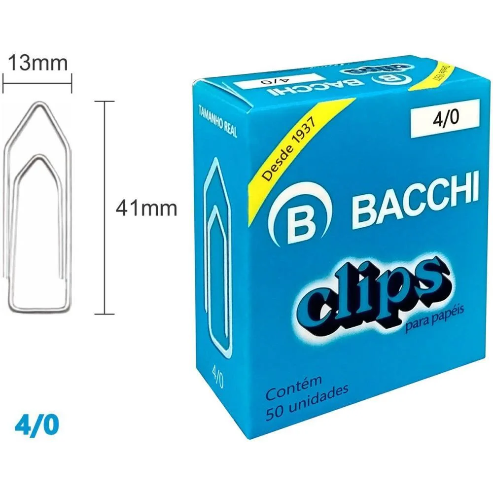 Clipe Galvanizado Aco 4/0 50 Unidades Bacchi (Pct.c/10)