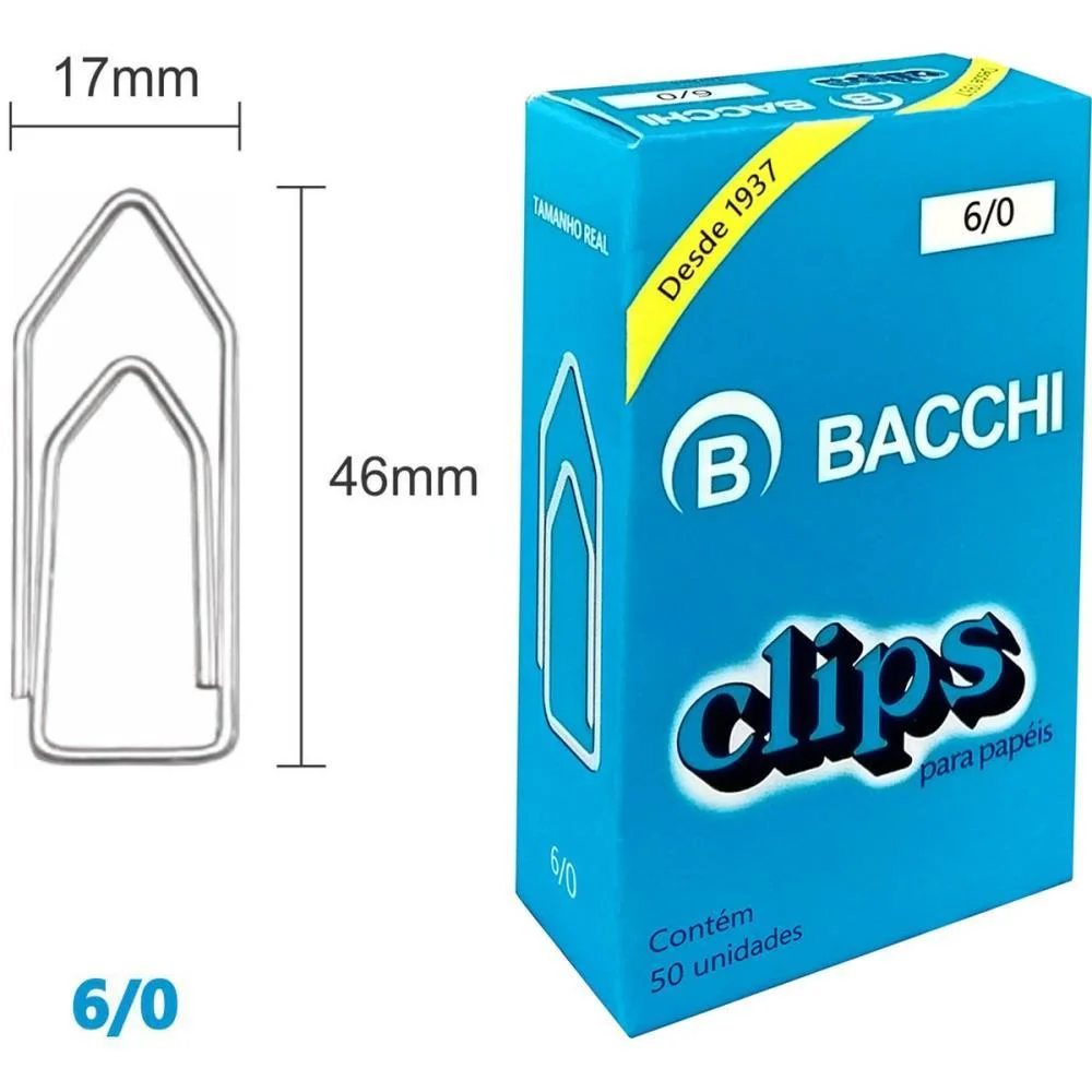 Clipe Galvanizado Aco 6/0 50 Unidades Bacchi (Pct.c/10)