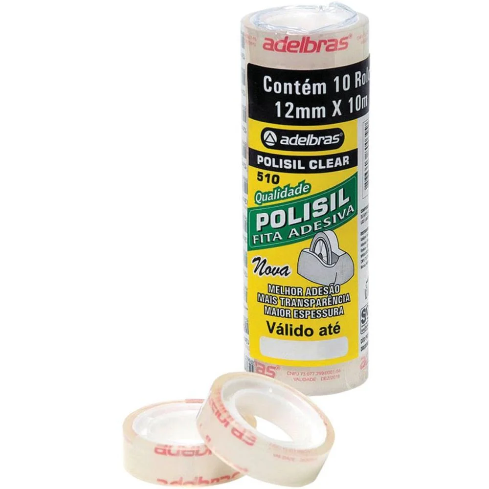 Fita Adesiva Polisil 12Mmx10M.transparente Adelbras (Pct.c/10)