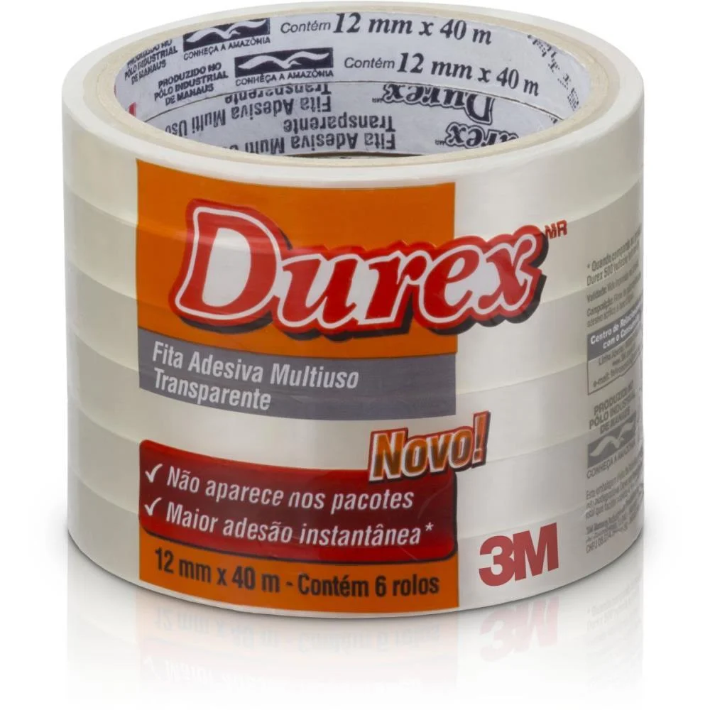 Fita Adesiva Durex Transparente 12Mmx40M. 3M (Pct.c/06)
