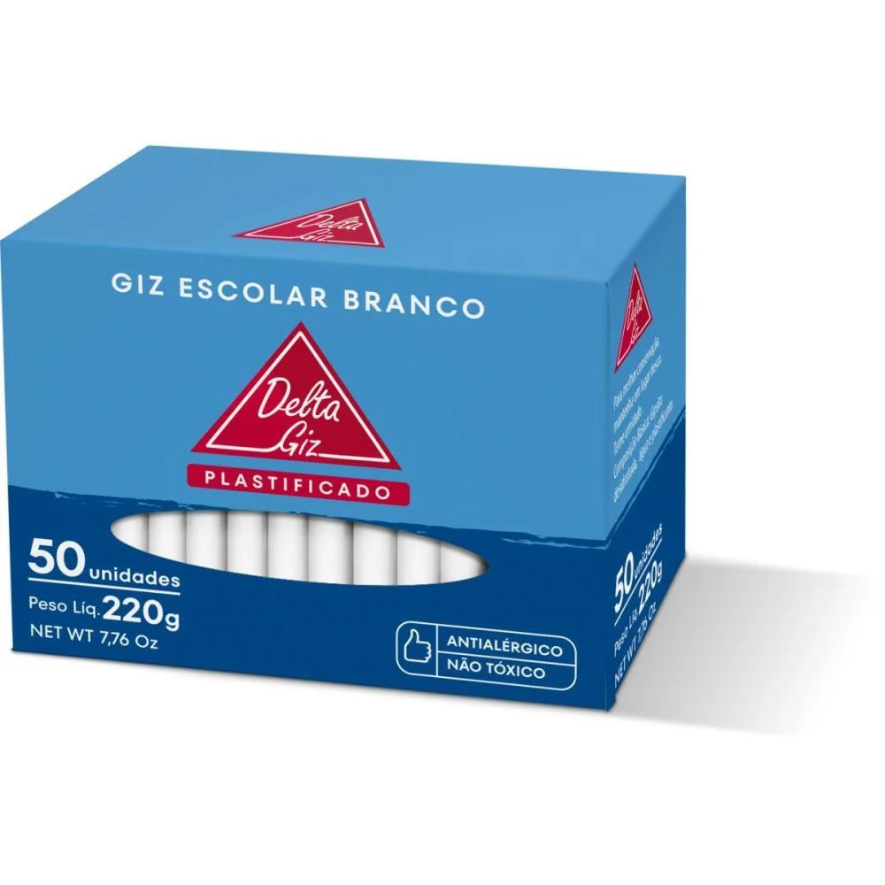 Giz Escolar Plastificado Branco 30Cxsx50Un. Delta (Caixa)