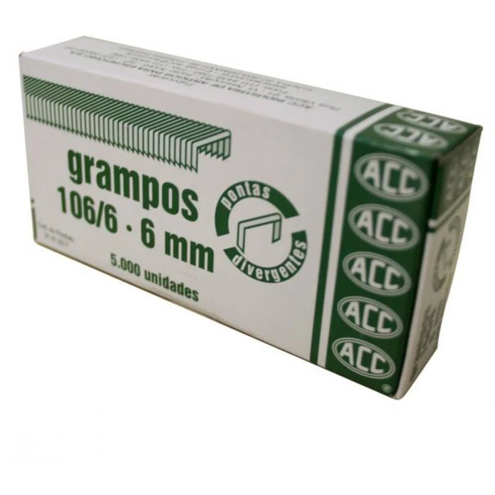 Grampo Para Grampeador 106/6 Galvanizado 5000 Grampos Acc (Caixa)