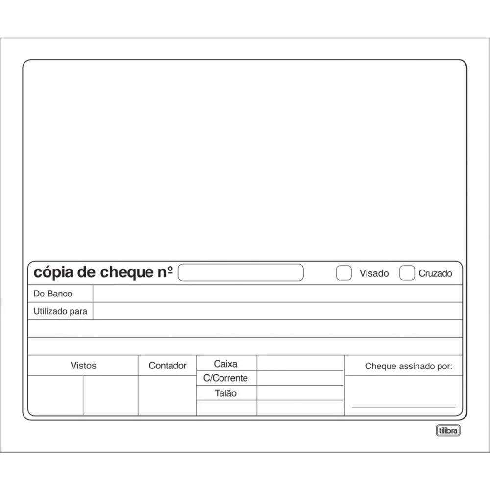 Impresso Copia De Cheque Branco 100 Folhas 160X190Mm Tilibra (Pct.c/10)