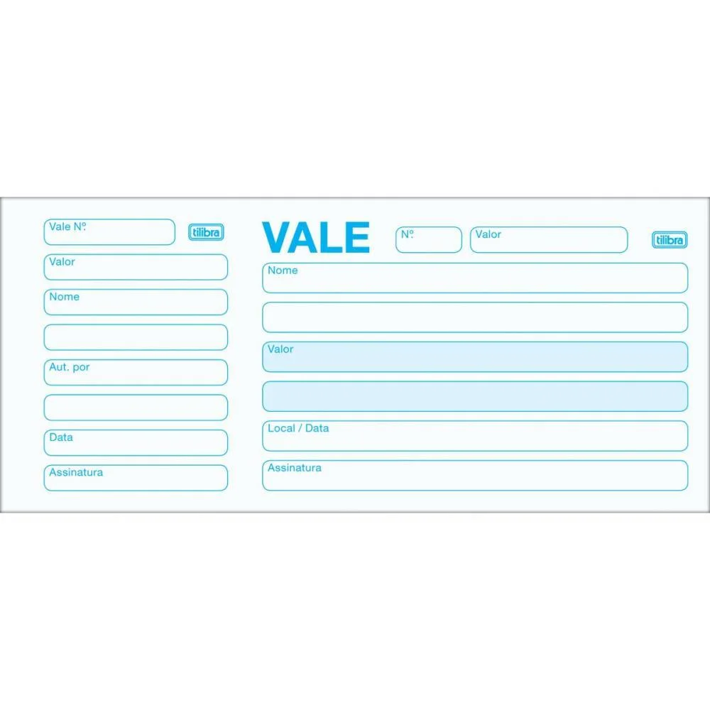 Impresso Vale 50 Folhas Com Canhoto Tilibra (Pct.c/20)