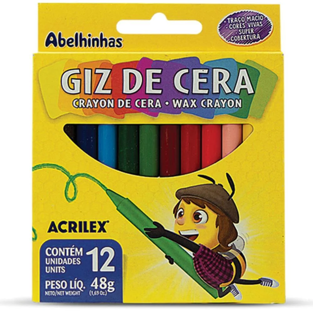 Giz De Cera Fino 12 Cores 48G Acrilex (Pct.c/12)