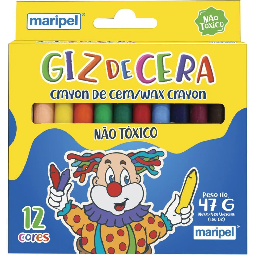 Giz De Cera Fino 12 Cores Maripel (Pct.c/12)