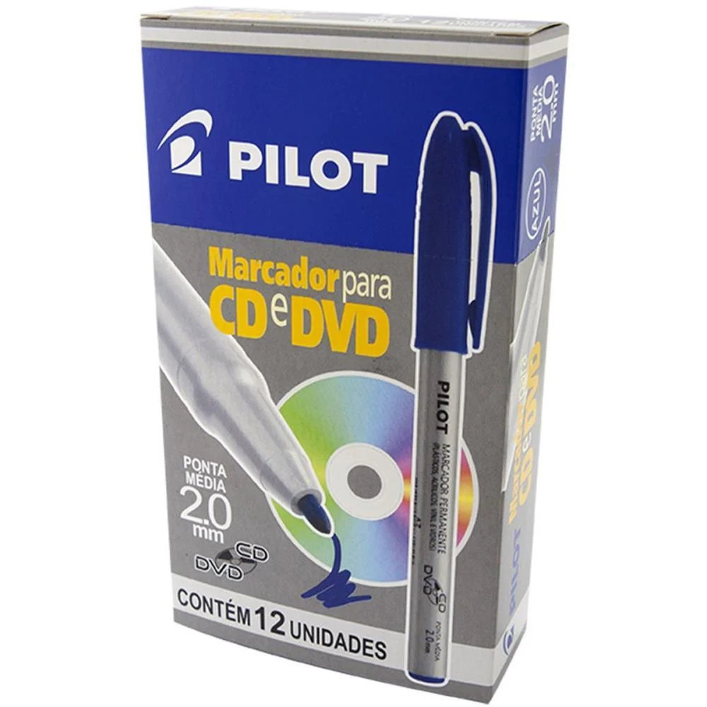 Caneta Para Cd 2.0Mm Ponta Media Azul Pilot (Cx.c/12)