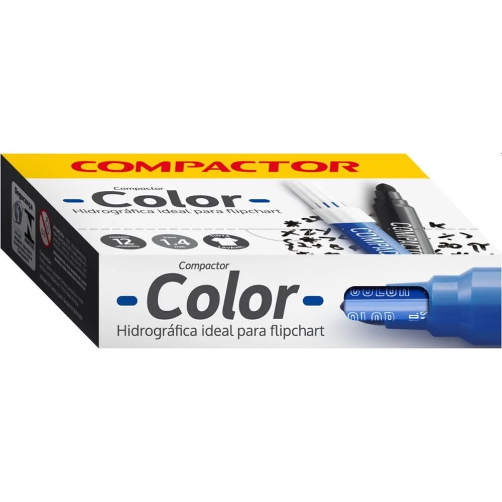 Caneta Hidrografica Jumbo Compactor Color Avulso Azul Compactor (Cx.c/12)