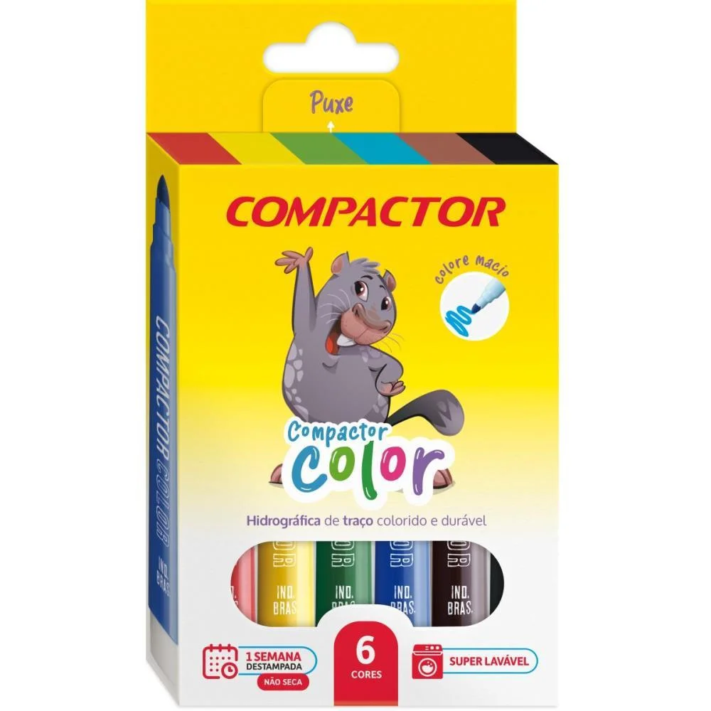 Caneta Hidrografica Jumbo Compactor Color C/06 Cores Compactor (Pct.c/10)