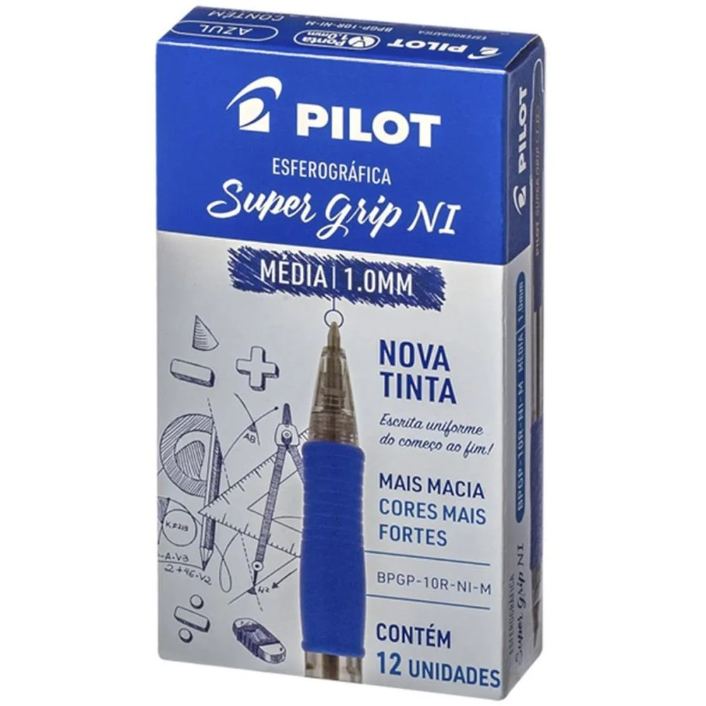 Caneta Esferografica Retratil Bpgp-S Supergrip 1.0Mm Azul Pilot (Cx.c/12)