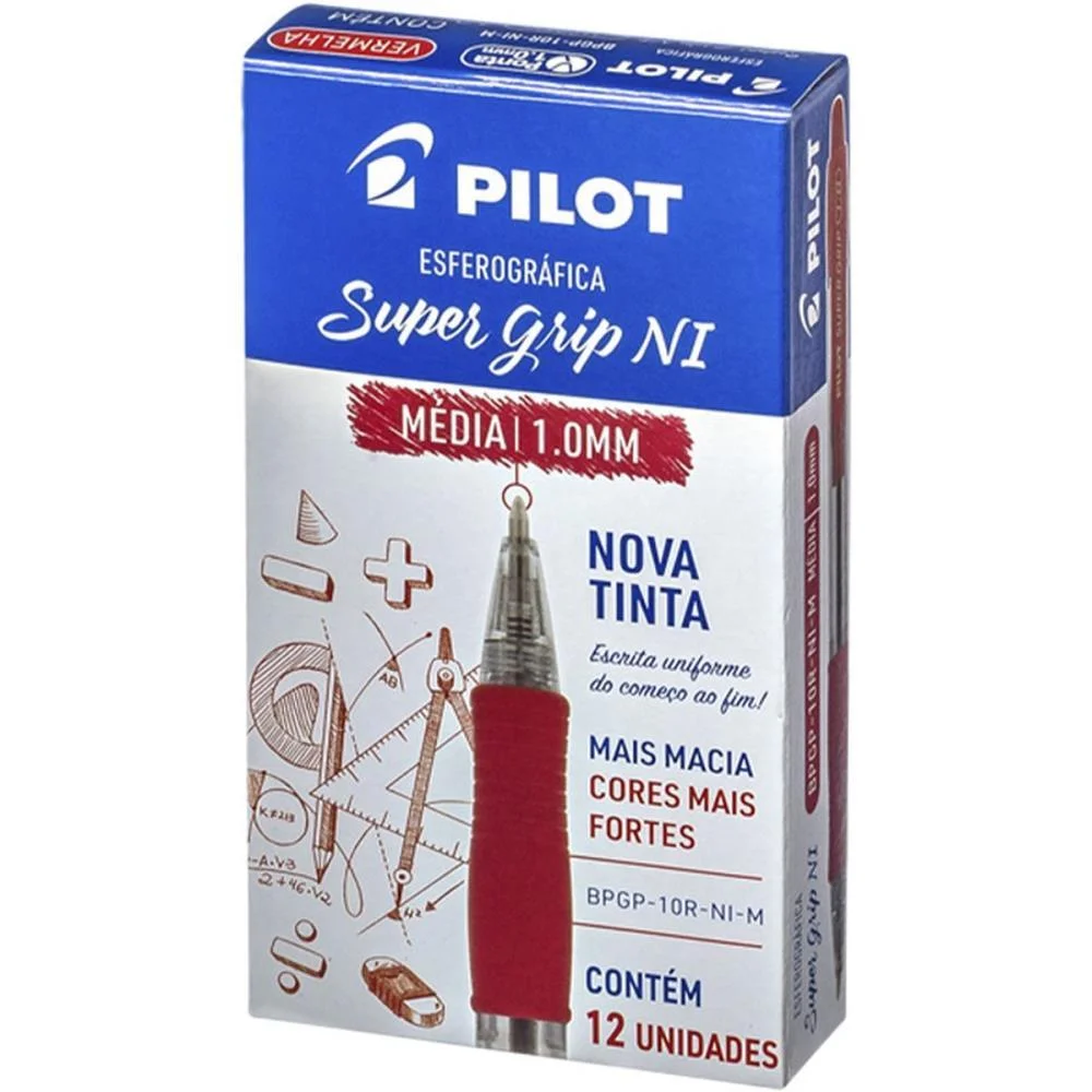 Caneta Esferografica Retratil Bpgp-S Supergrip 1.0Mm Vermelh Pilot (Cx.c/12)