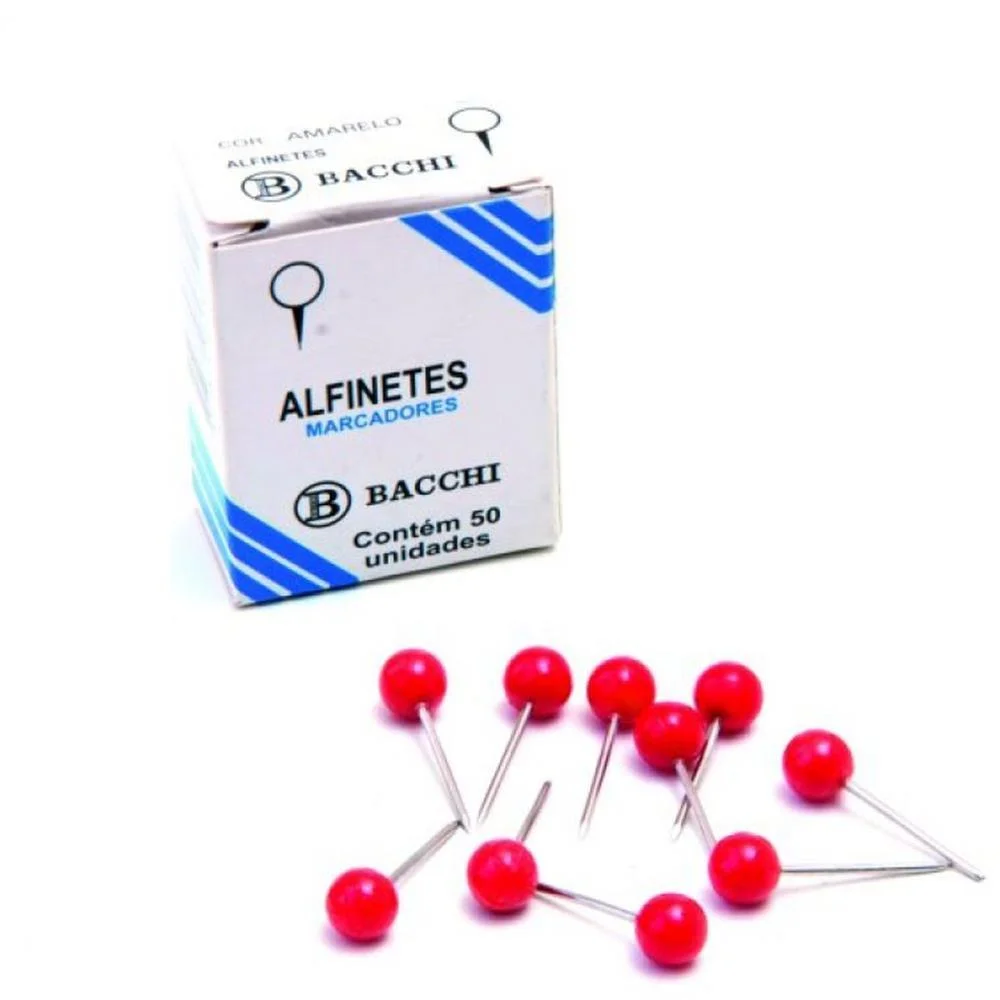 Alfinete Mapa Vermelho Cx.c/50Pcs. Bacchi (Pct.c/10)