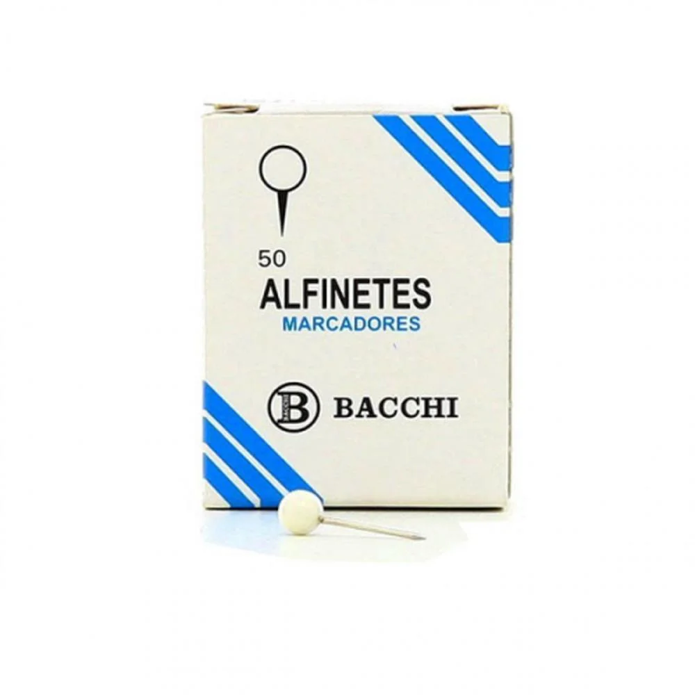 Alfinete Mapa Branco Cx.c/50Pcs. Bacchi (Pct.c/10)