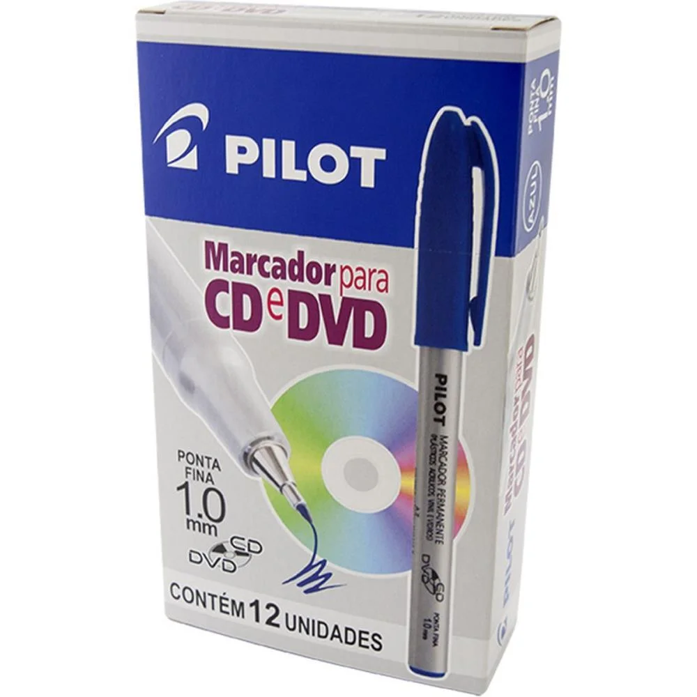 Caneta Para Cd 1.0Mm Ponta Fina  Azul Pilot (Cx.c/12)