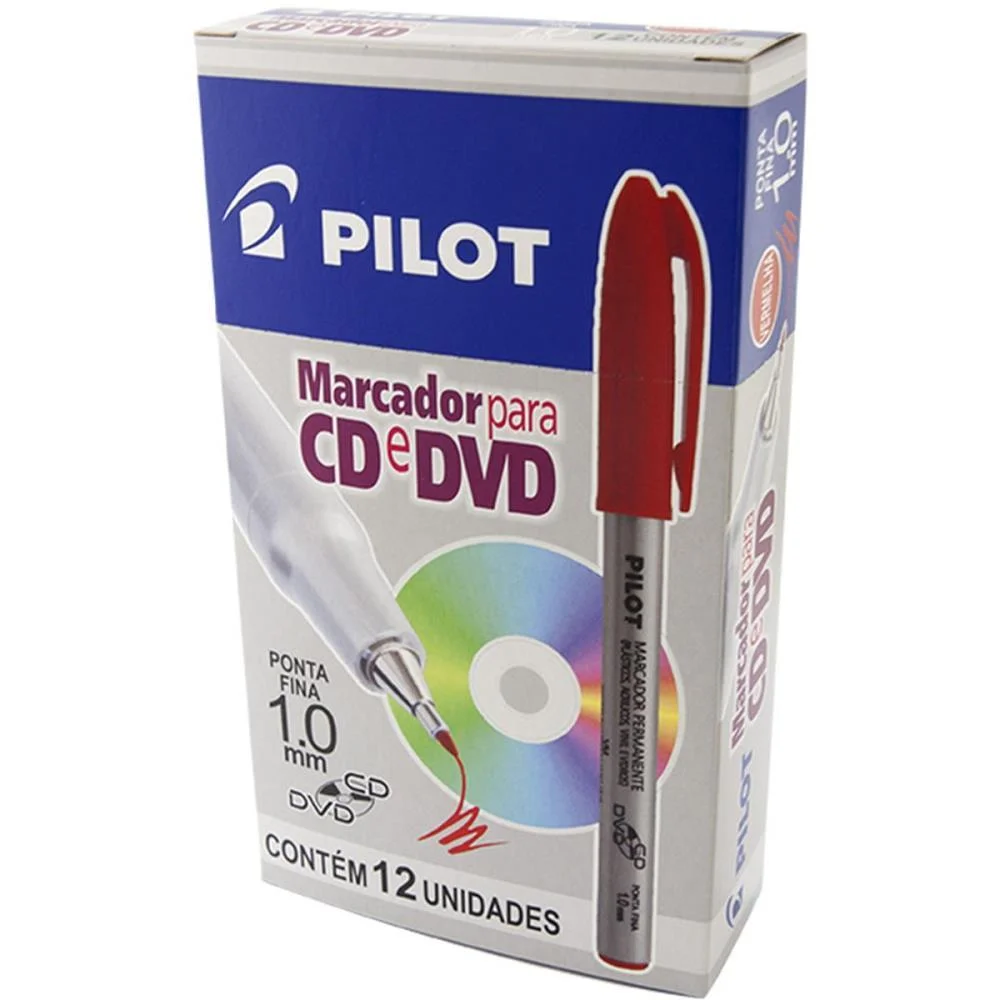 Caneta Para Cd 1.0Mm Ponta Fina Vermelho Pilot (Cx.c/12)