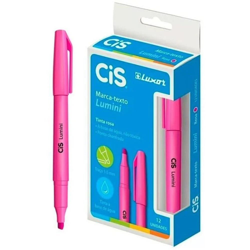 Caneta Marca Texto Cis Lumini Rosa Sertic (Cx.c/12)