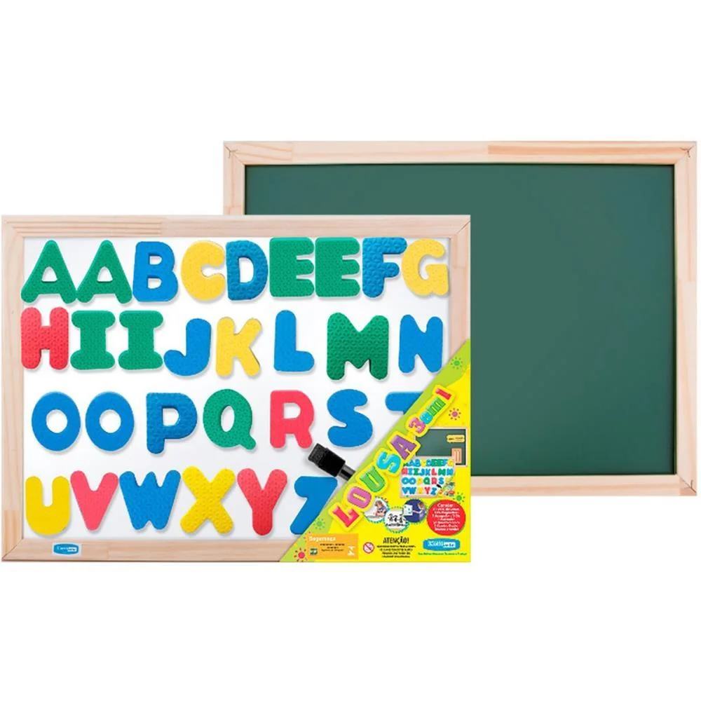 Lousa Infantil 3X1 Abc 5Cm 40X30Cm Mag.bc/Vd Cortiarte