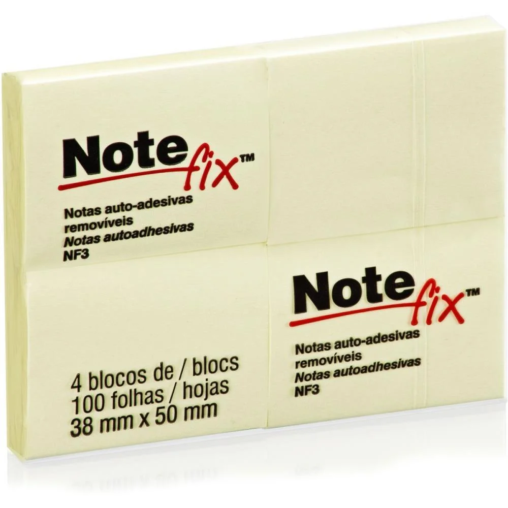 Bloco De Recado Autoadesivo Notefix 100F. 38Mmx50Mm Amarel 3M (Pct.c/04)