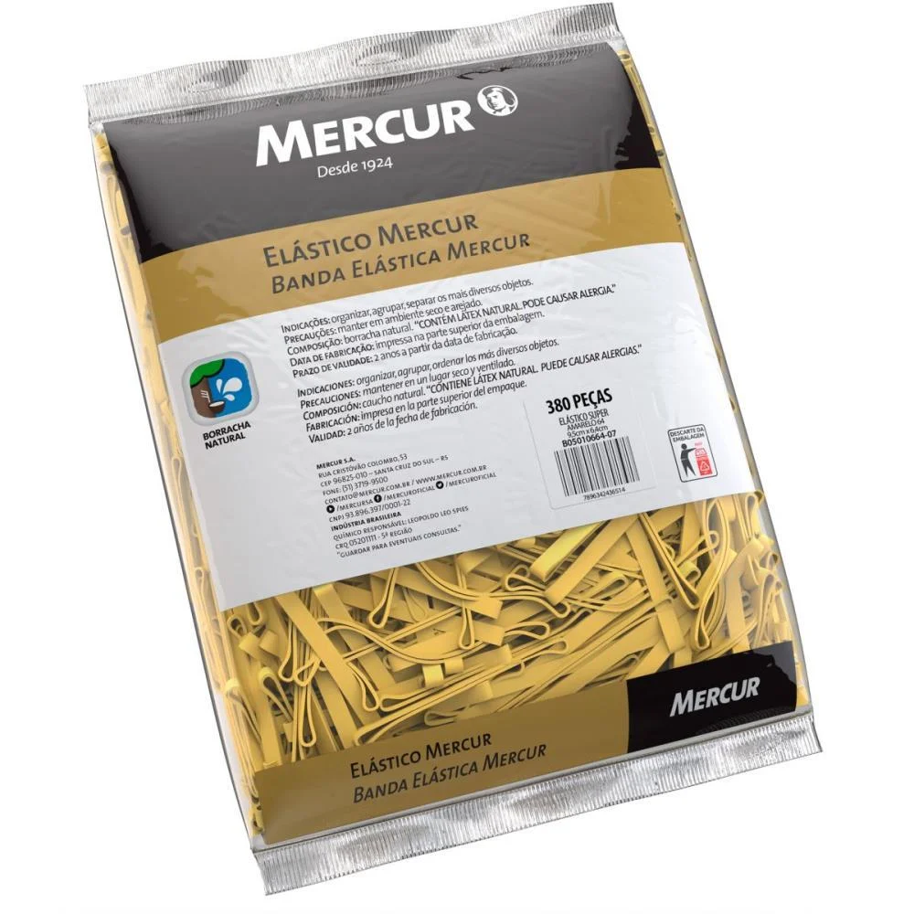 Elastico Amarelo N.64 Super 1 Kg. Largo 380Pcs Mercur (Kilo)