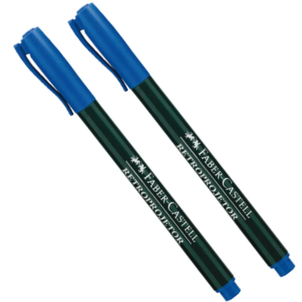 Caneta Retroprojetor 1.0Mm Media Azul Faber-Castell (Cx.c/12)