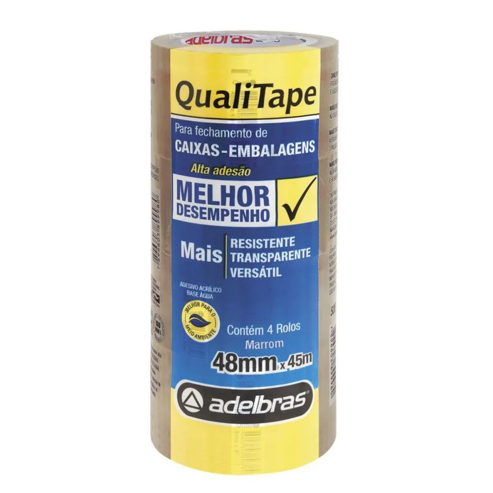 Fita Para Empacotamento Qualitape 48Mmx45M. Marrom Adelbras (Pct.c/04)