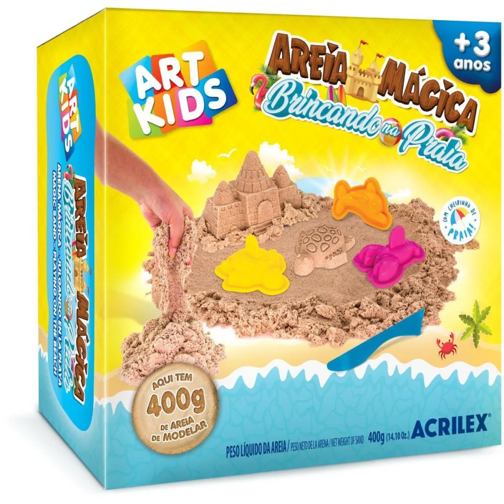 Massa Areia Brincando Na Praia 400G Acrilex (Kit)