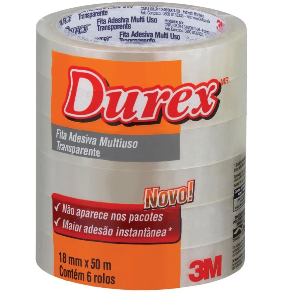 Fita Adesiva Durex Transparente 18Mmx50M. 3M (Pct.c/06)