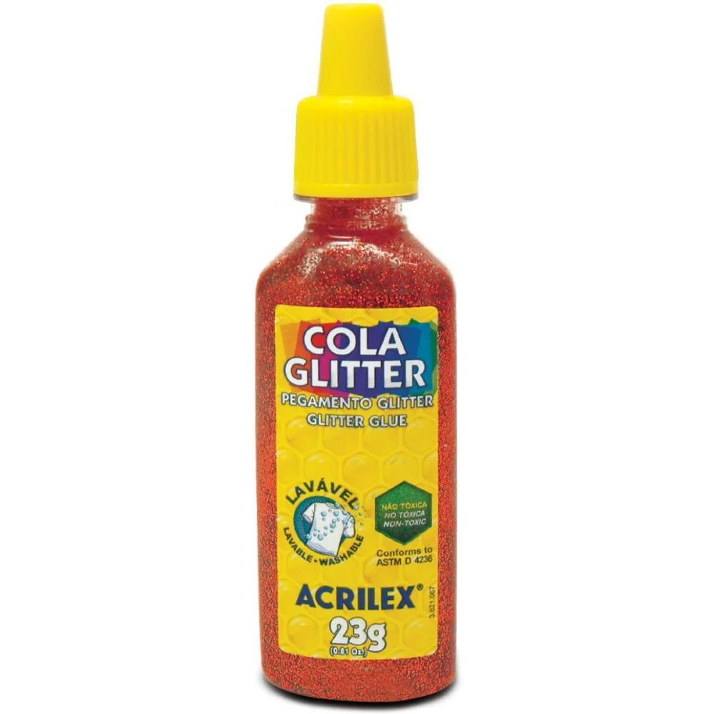 Cola Com Glitter Tubo 23G. Vermelha Acrilex (Duzia)