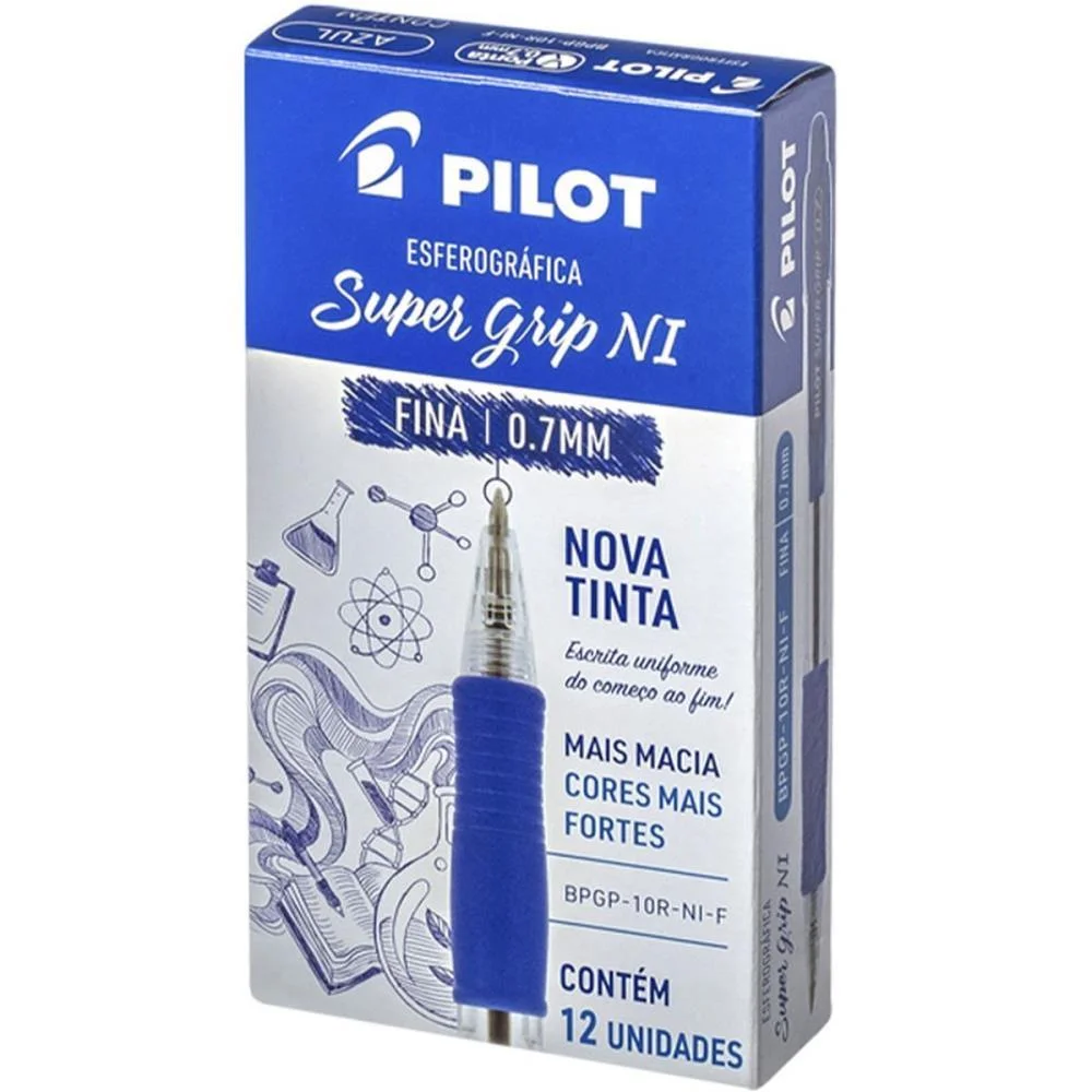 Caneta Esferografica Retratil Bpsg-S Supergrip 0.7Mm Azul Pilot (Cx.c/12)
