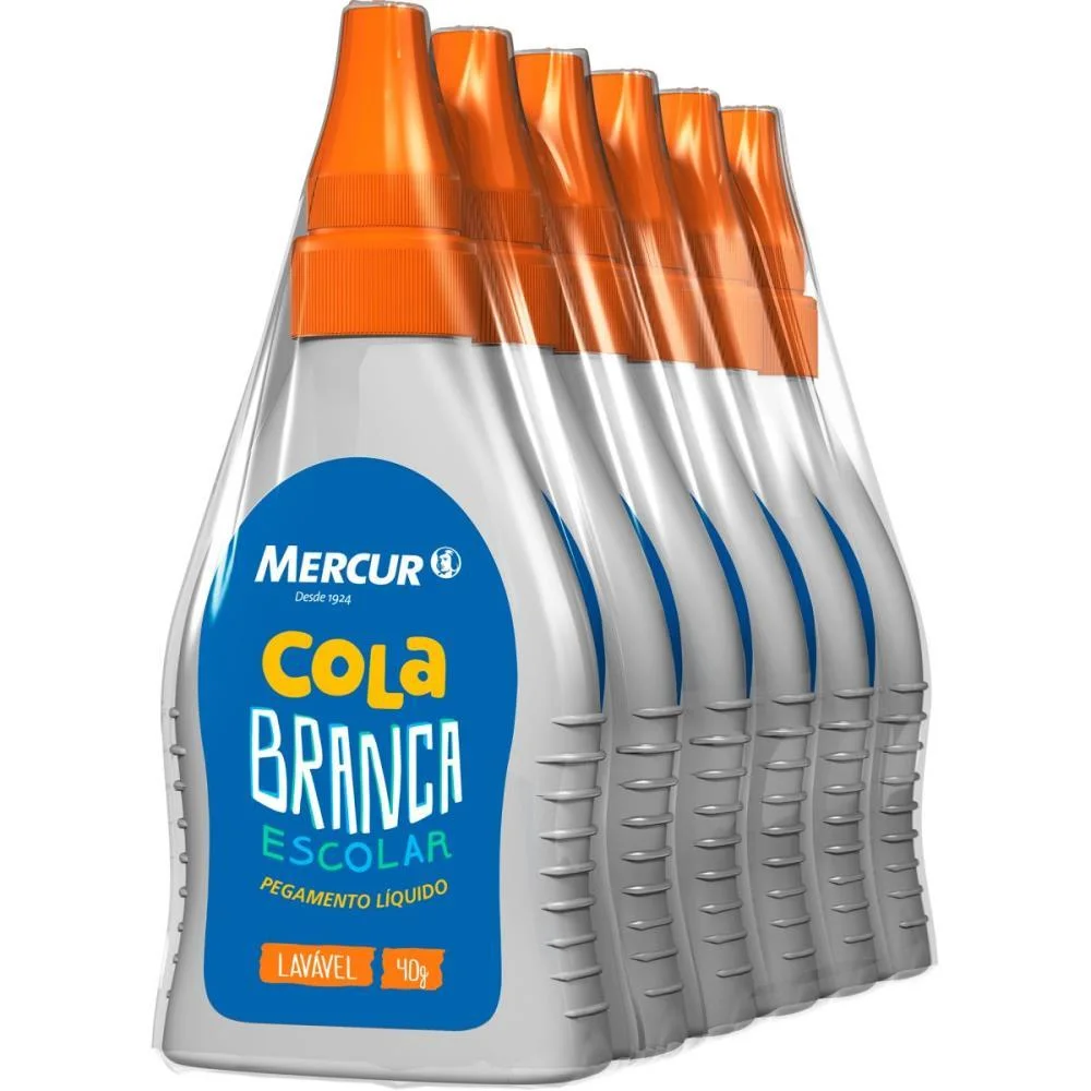 Cola Escolar 40G Branca Lavavel Mercur (Pct.c/06)