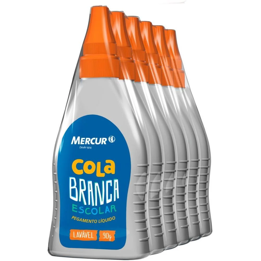 Cola Escolar 90G Branca Lavavel Mercur (Pct.c/06)