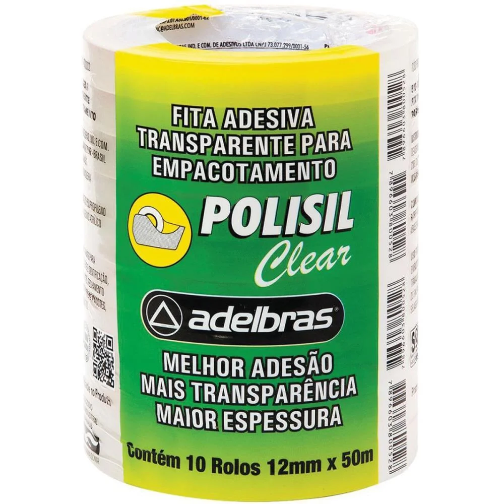 Fita Adesiva Polisil 12Mmx50M.transparente Adelbras (Pct.c/10)
