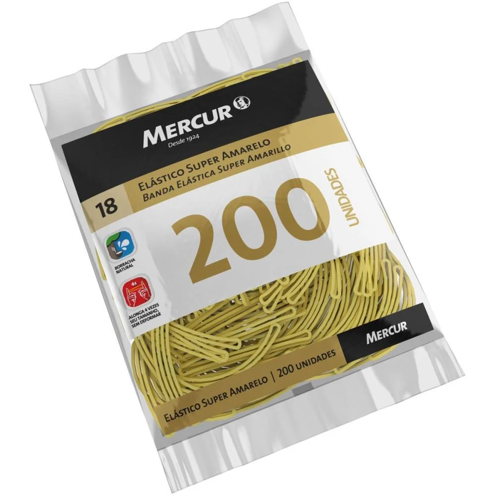 Elastico Amarelo N.18 Super 100Gr. 200Pecas Mercur (Pacote)