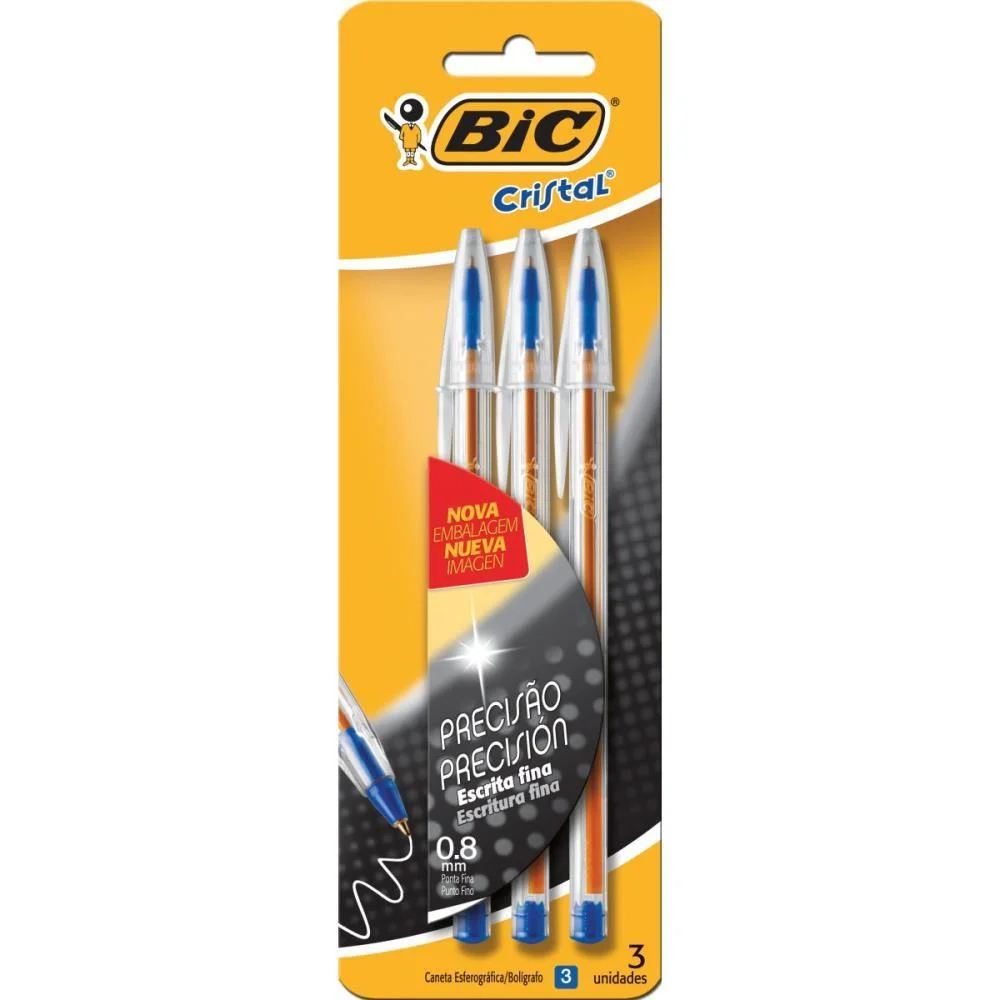 Caneta Esferografica Cristal Fina Azul Bic (Bl.c/03)