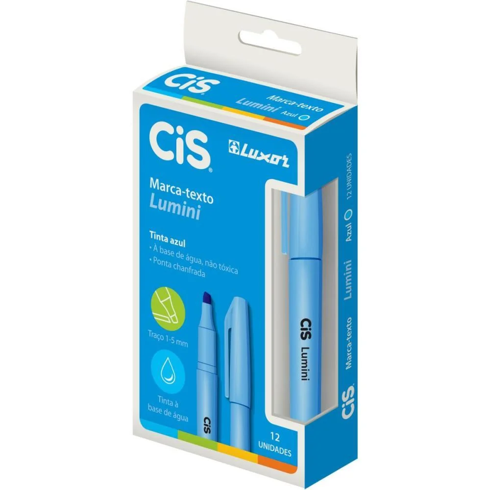 Caneta Marca Texto Cis Lumini Azul Sertic (Cx.c/12)