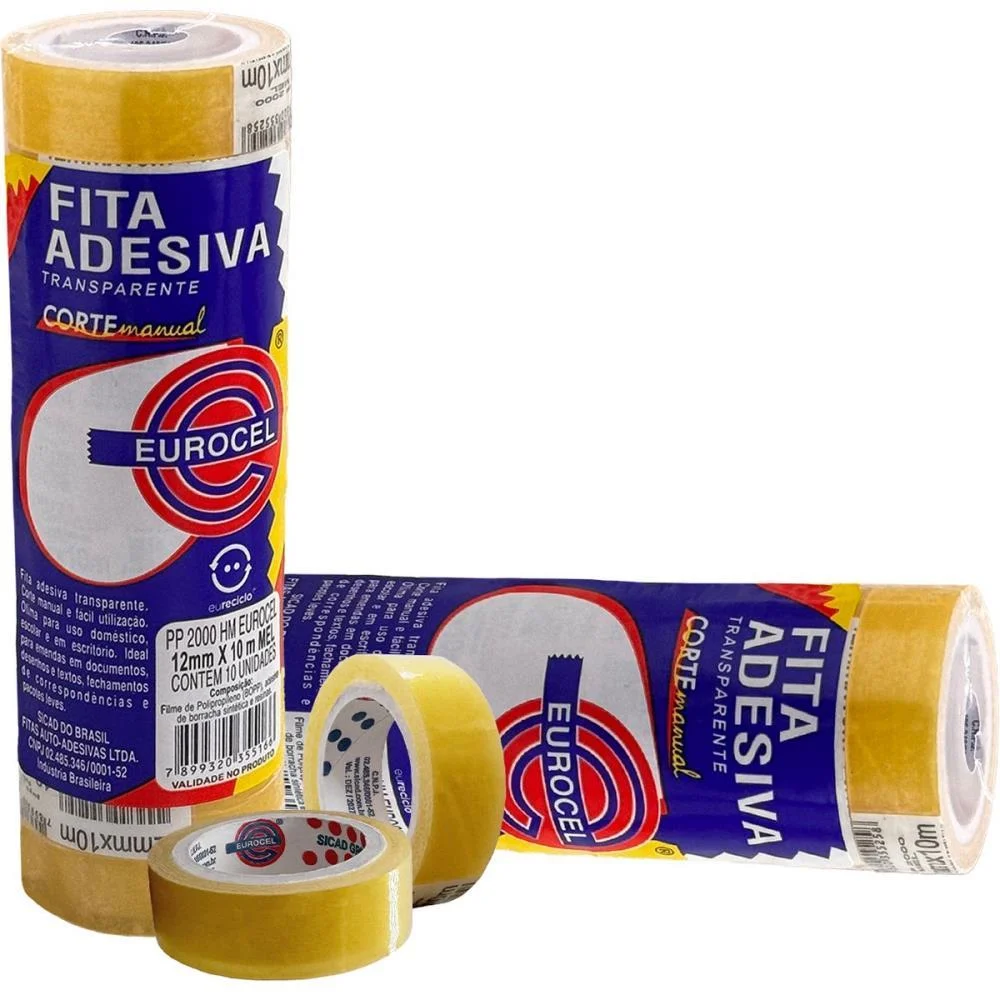 Fita Adesiva Pp 2000 12Mmx10M Transparente Eurocel (Pct.c/10)