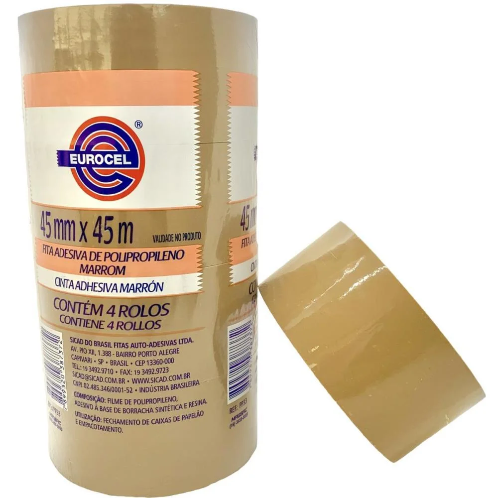 Fita Para Empacotamento Pp 33 45Mmx45M Marrom Eurocel (Pct.c/04)