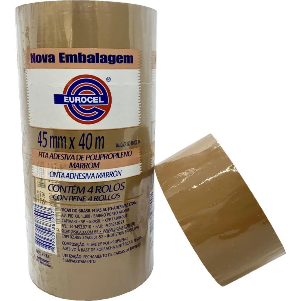 Fita Para Empacotamento Pp 33 45Mmx40M Marrom Eurocel (Pct.c/04)