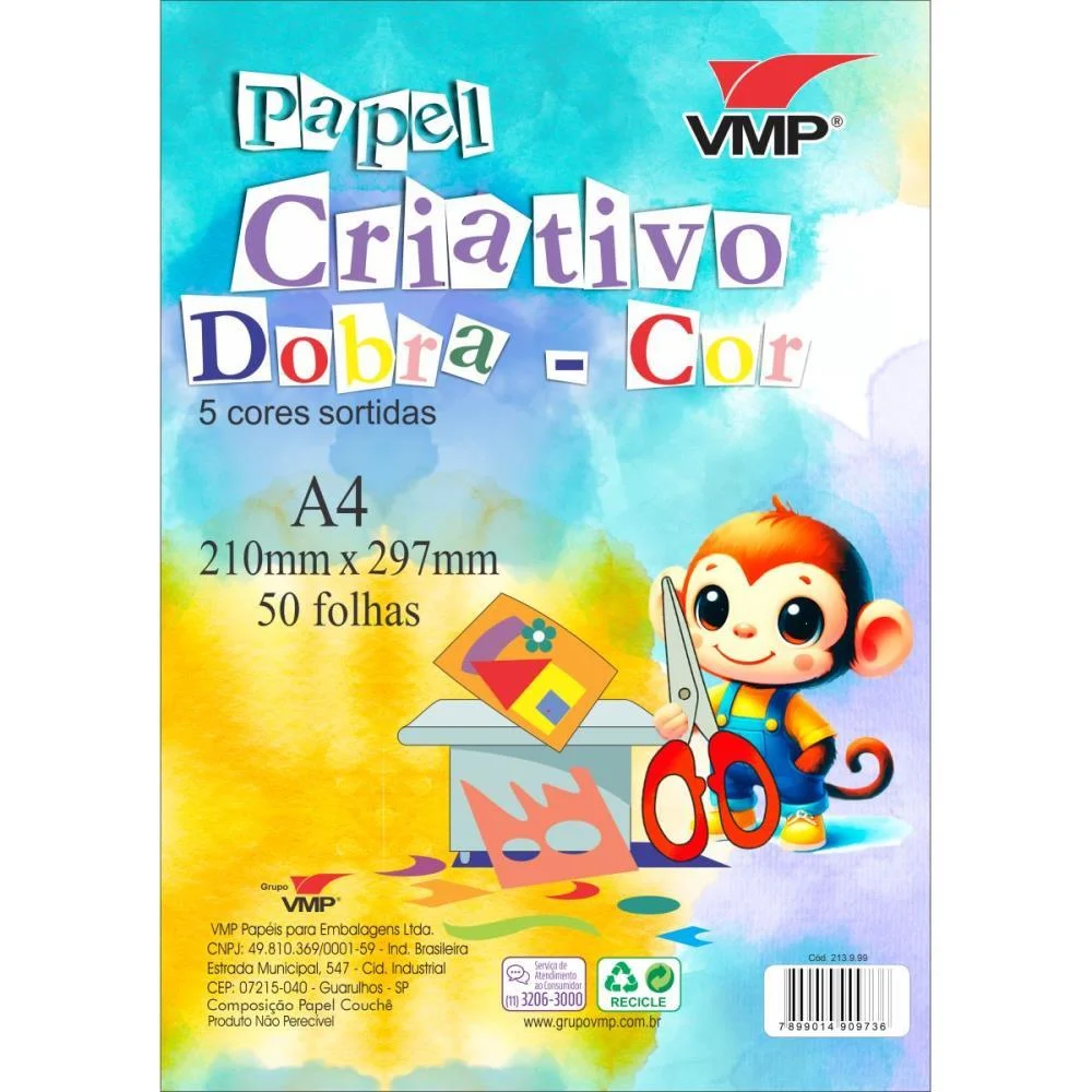 Bloco Para Educacao Artistica Dobra Cor Esp A4 5Cor. 50F 60G V.m.p. (Pacote)