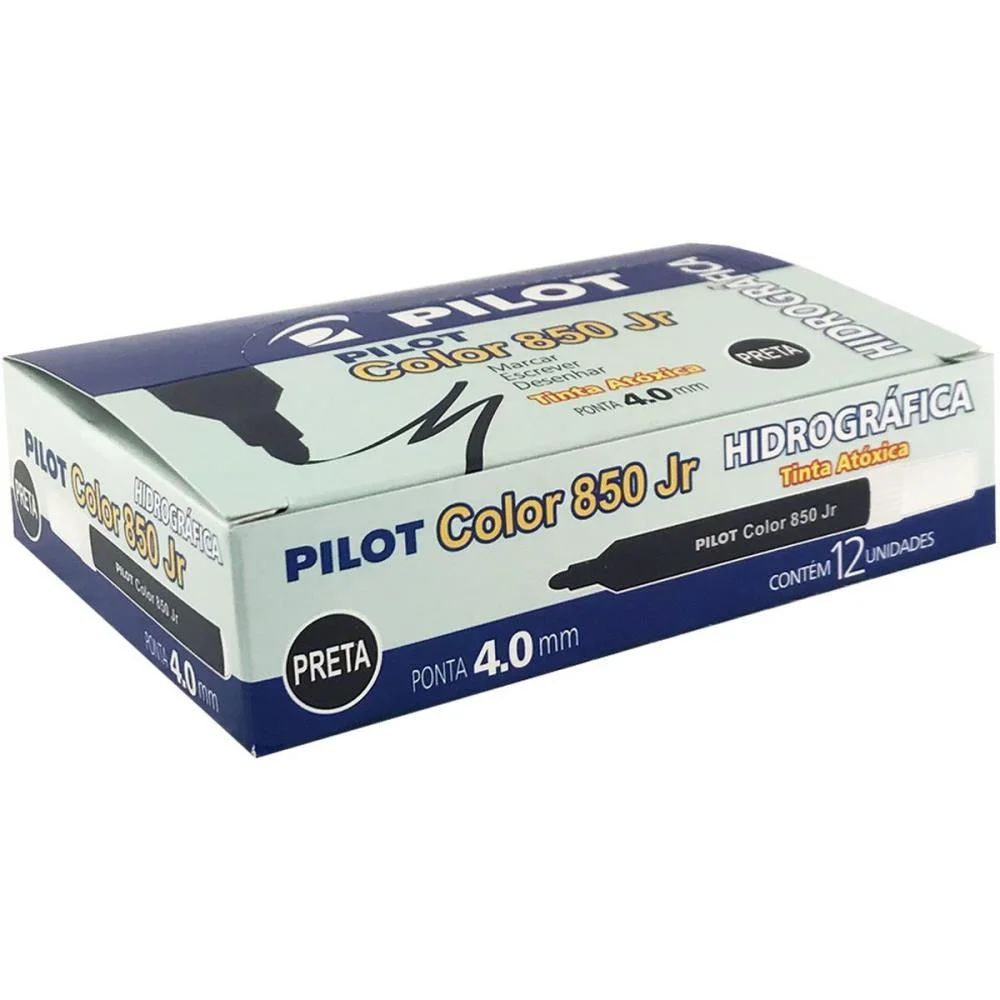 Caneta Hidrografica Color 850L Junior Preto Pilot (Cx.c/12)