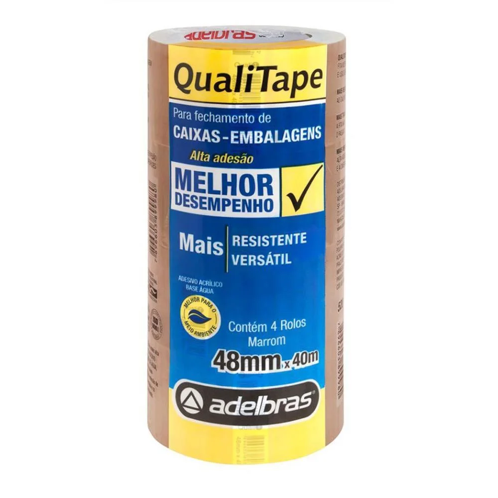 Fita Para Empacotamento Qualitape 48Mmx40M. Marrom Adelbras (Pct.c/04)
