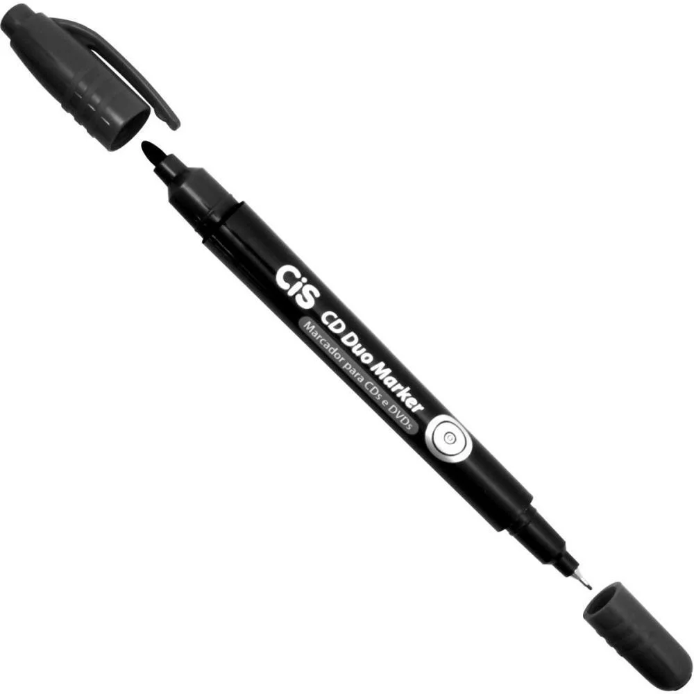Caneta Para Cd 1.0Mm Cis Duo Marker 2Pontas Preto Sertic (Cx.c/12)