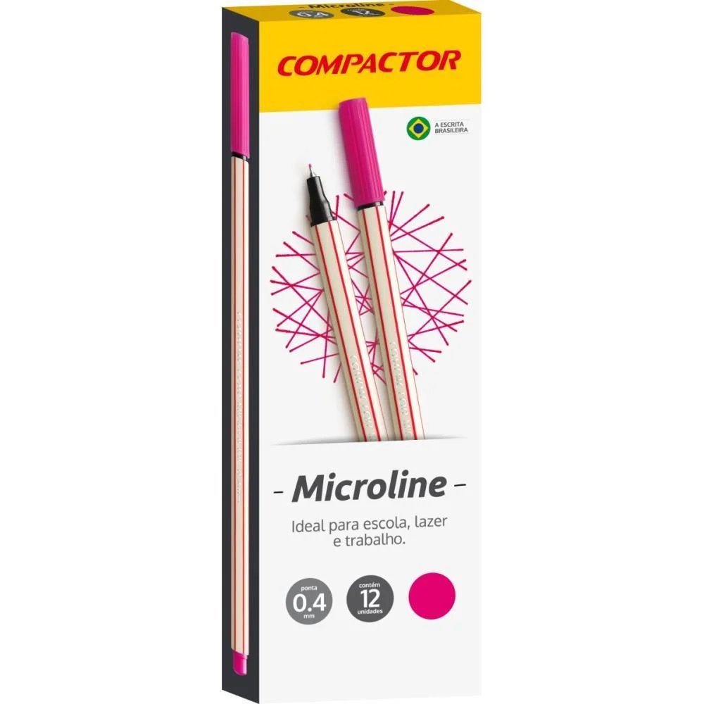 Caneta Com Ponta Porosa Microline 0,4Mm Rosa Compactor (Cx.c/12)
