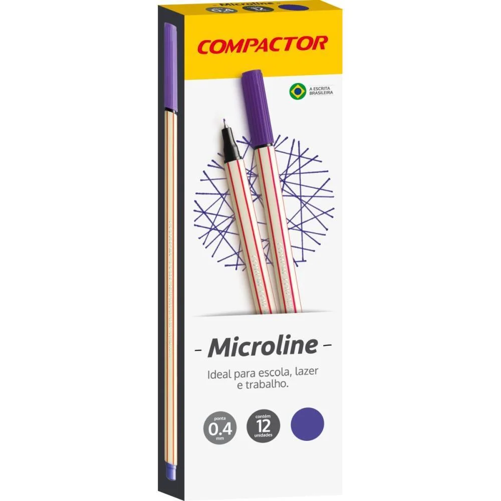 Caneta Com Ponta Porosa Microline 0,4Mm Violeta Compactor (Cx.c/12)